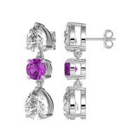 Pear Drop Three-Stone Dangling Earrings