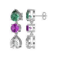Pear Drop Three-Stone Dangling Earrings