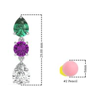 Pear Drop Three-Stone Dangling Earrings