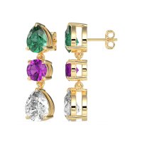 Pear Drop Three-Stone Dangling Earrings