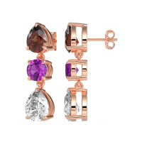 Pear Drop Three-Stone Dangling Earrings