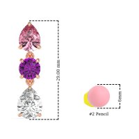 Pear Drop Three-Stone Dangling Earrings