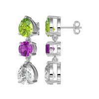 Pear Drop Three-Stone Dangling Earrings