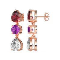 Pear Drop Three-Stone Dangling Earrings