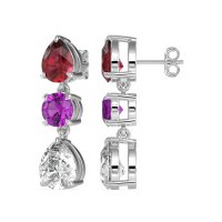 Pear Drop Three-Stone Dangling Earrings