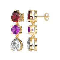 Pear Drop Three-Stone Dangling Earrings