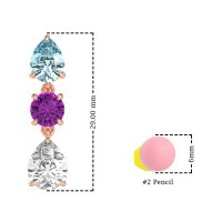 Pear Drop Three-Stone Dangling Earrings