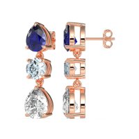 Pear Drop Three-Stone Dangling Earrings
