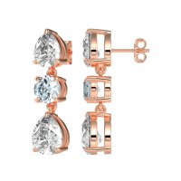 Pear Drop Three-Stone Dangling Earrings