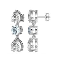 Pear Drop Three-Stone Dangling Earrings