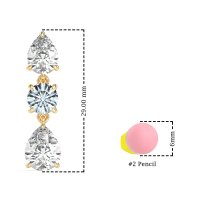 Pear Drop Three-Stone Dangling Earrings