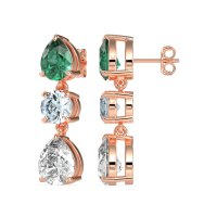 Pear Drop Three-Stone Dangling Earrings