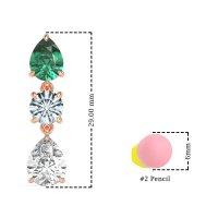 Pear Drop Three-Stone Dangling Earrings