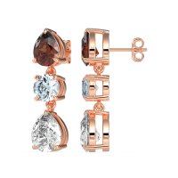 Pear Drop Three-Stone Dangling Earrings