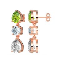 Pear Drop Three-Stone Dangling Earrings