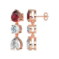 Pear Drop Three-Stone Dangling Earrings