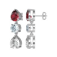 Pear Drop Three-Stone Dangling Earrings