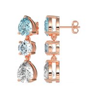 Pear Drop Three-Stone Dangling Earrings