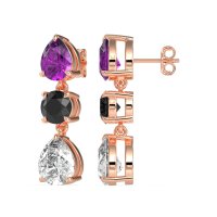 Pear Drop Three-Stone Dangling Earrings
