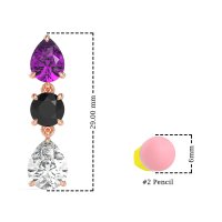 Pear Drop Three-Stone Dangling Earrings