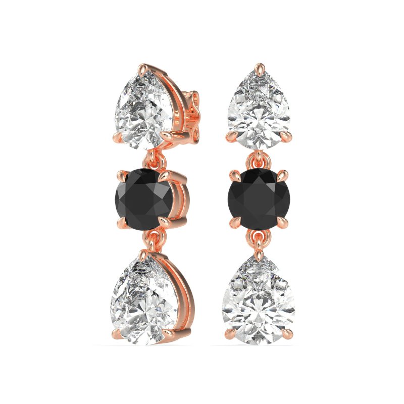 Pear Drop Three-Stone Dangling Earrings