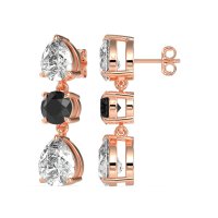 Pear Drop Three-Stone Dangling Earrings