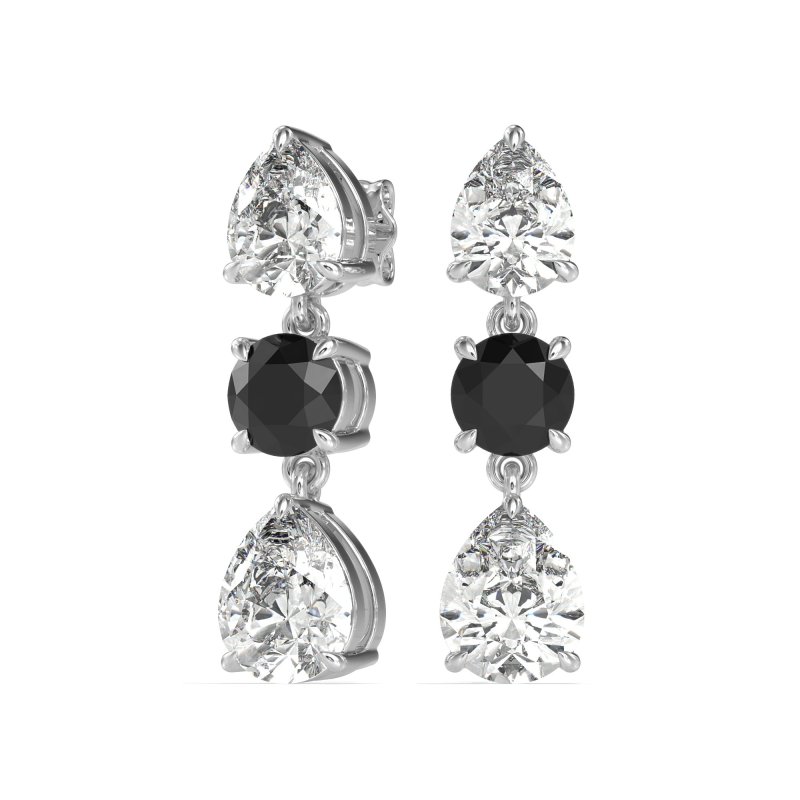 Pear Drop Three-Stone Dangling Earrings