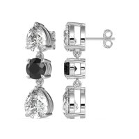 Pear Drop Three-Stone Dangling Earrings