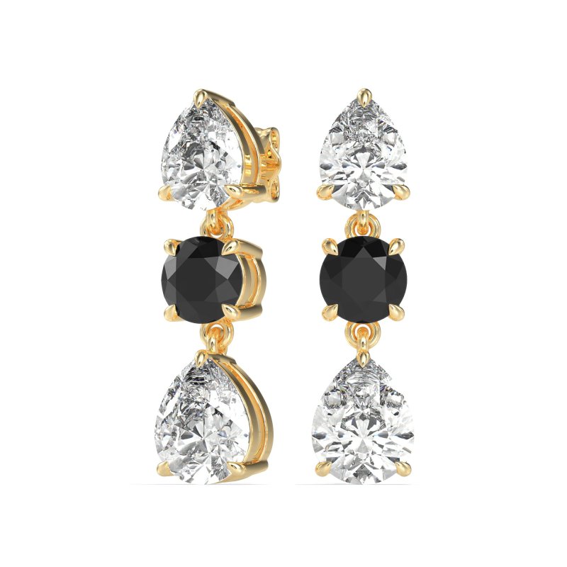 Pear Drop Three-Stone Dangling Earrings
