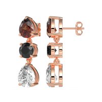 Pear Drop Three-Stone Dangling Earrings