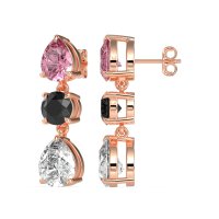 Pear Drop Three-Stone Dangling Earrings