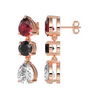 Pear Drop Three-Stone Dangling Earrings