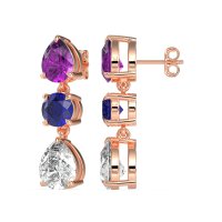 Pear Drop Three-Stone Dangling Earrings