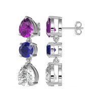 Pear Drop Three-Stone Dangling Earrings