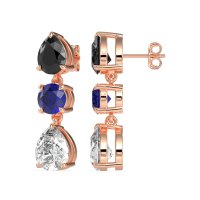 Pear Drop Three-Stone Dangling Earrings