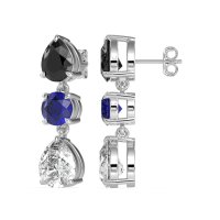 Pear Drop Three-Stone Dangling Earrings