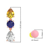 Pear Drop Three-Stone Dangling Earrings