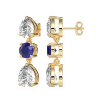 Pear Drop Three-Stone Dangling Earrings