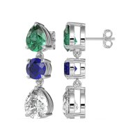 Pear Drop Three-Stone Dangling Earrings