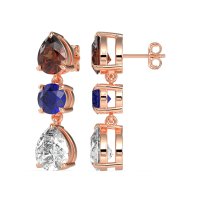 Pear Drop Three-Stone Dangling Earrings