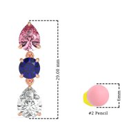 Pear Drop Three-Stone Dangling Earrings
