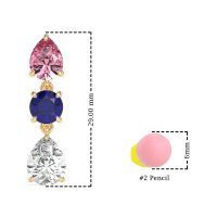 Pear Drop Three-Stone Dangling Earrings