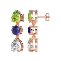Pear Drop Three-Stone Dangling Earrings