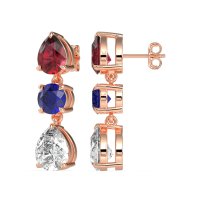 Pear Drop Three-Stone Dangling Earrings