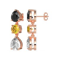 Pear Drop Three-Stone Dangling Earrings