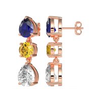 Pear Drop Three-Stone Dangling Earrings