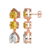 Pear Drop Three-Stone Dangling Earrings