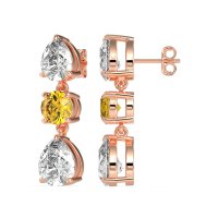 Pear Drop Three-Stone Dangling Earrings