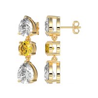 Pear Drop Three-Stone Dangling Earrings