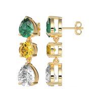 Pear Drop Three-Stone Dangling Earrings